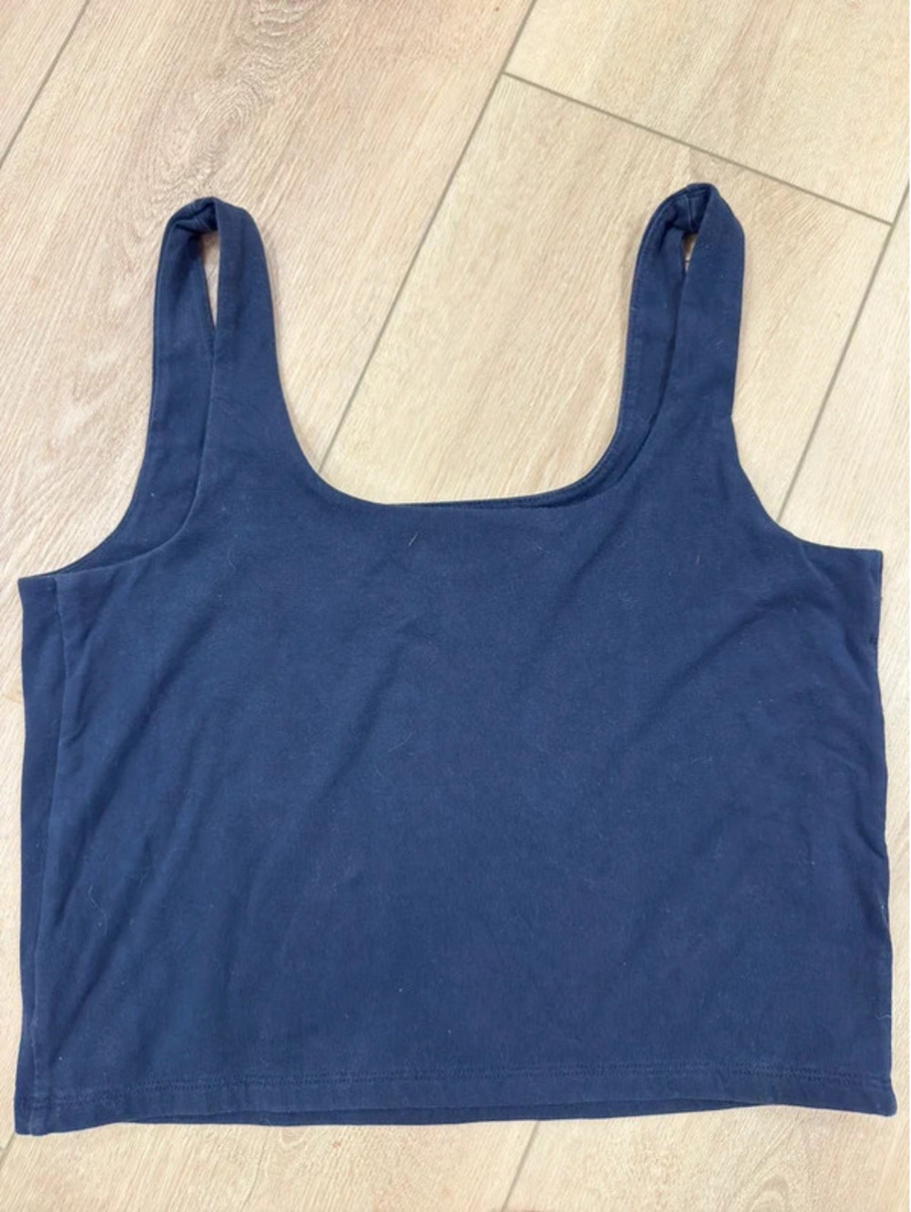 Gap Modern Square Neck Cropped Tank Top Navy Blue Cotton Tall